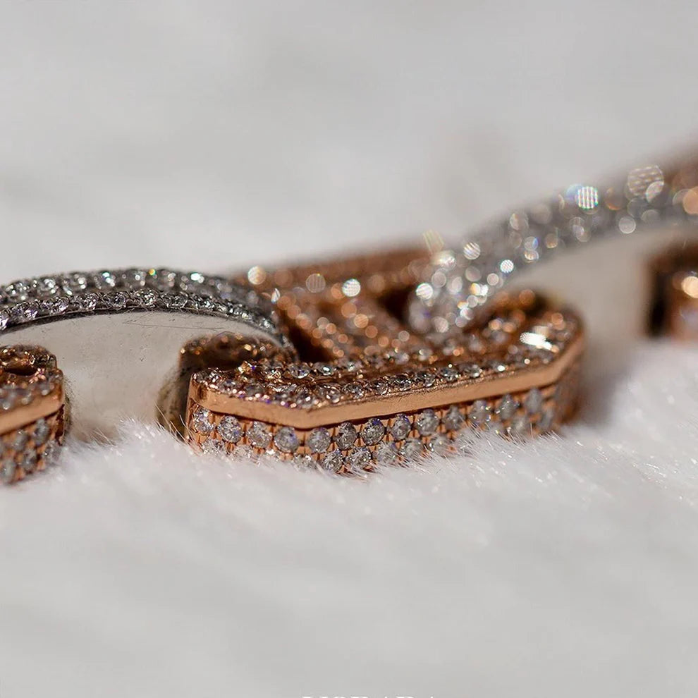 15MM 2 Tone Baguette Cut Moissanite Chain Link Cuban