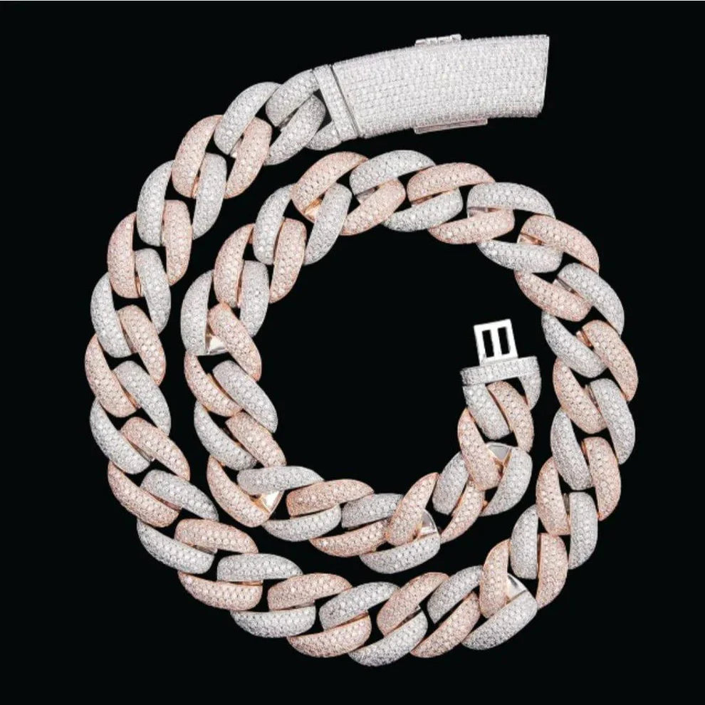 20MM Moissanite 2 Tone Cuban Link