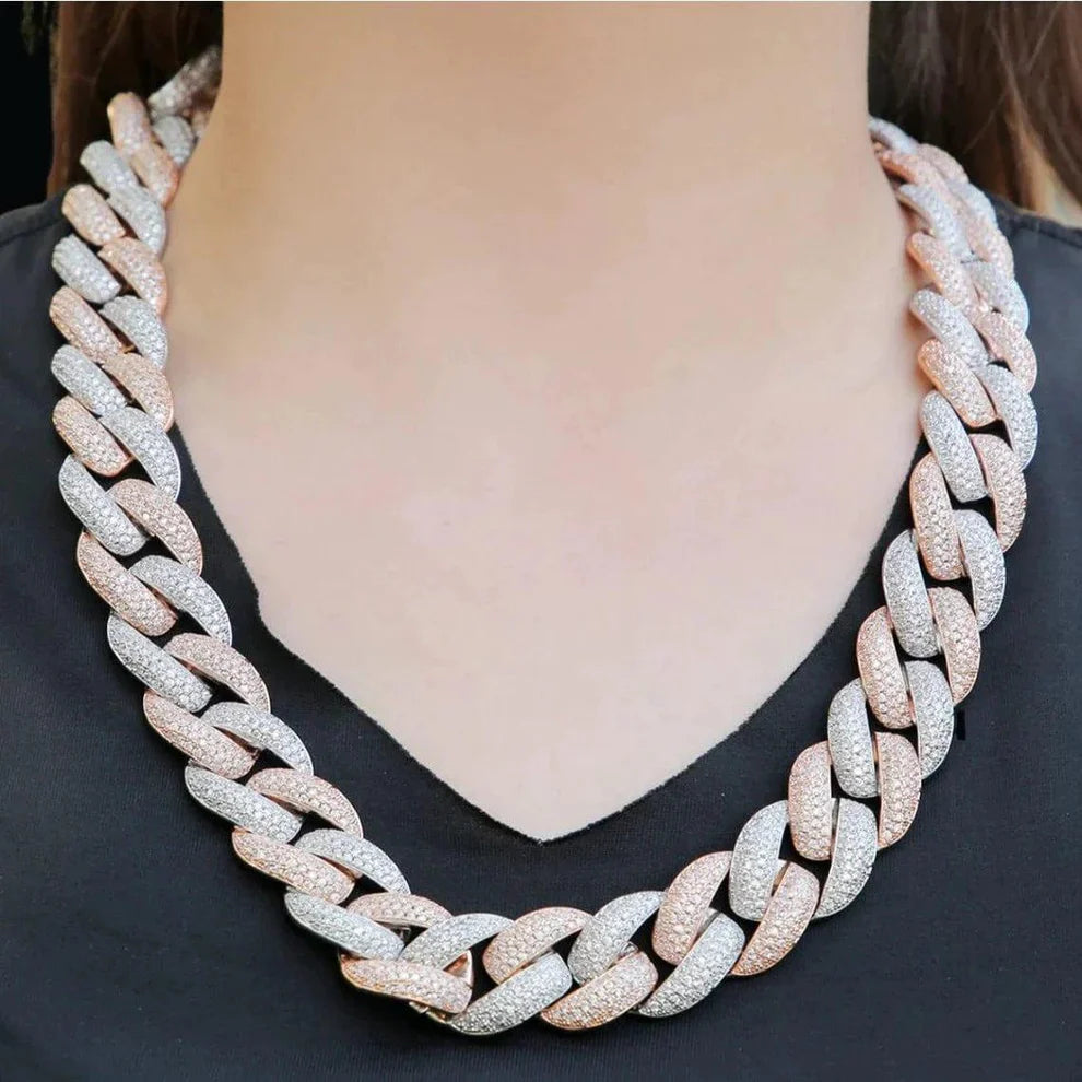 20MM Moissanite 2 Tone Cuban Link