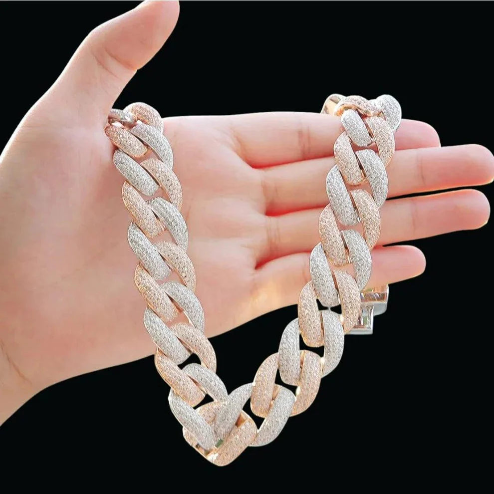 20MM Moissanite 2 Tone Cuban Link
