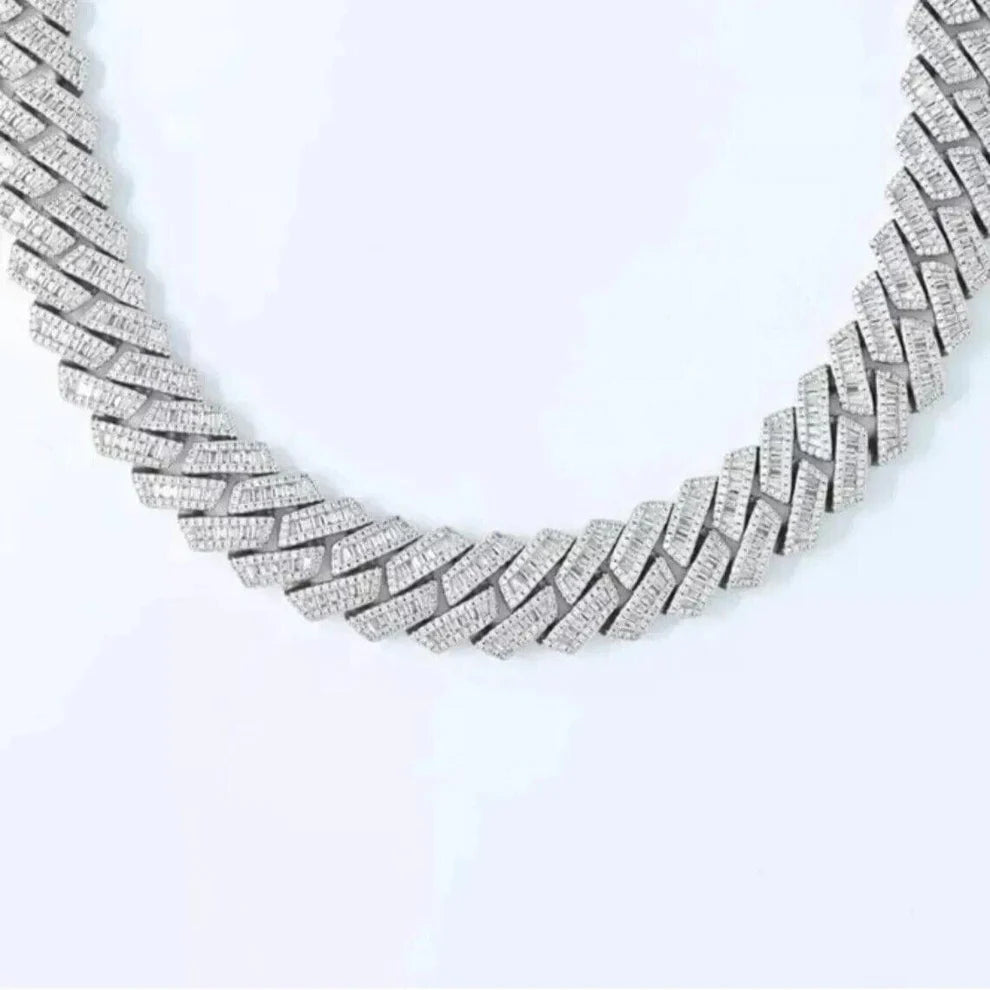 20mm Baguette Moissanite Cuban Link