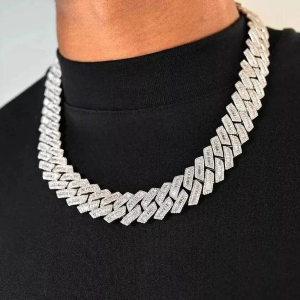 20mm Baguette Moissanite Cuban Link