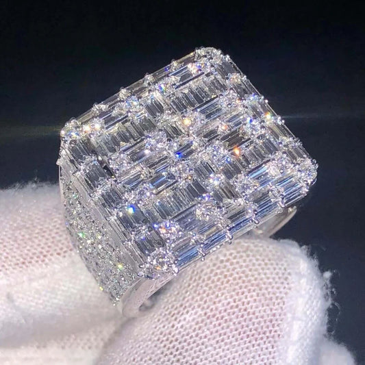 Moissanite Baguette VVS Mens ICED Ring