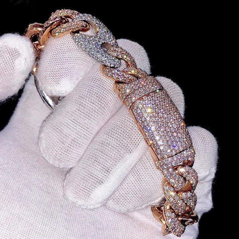 Moissanite 2 Tone Prong Link Bracelet