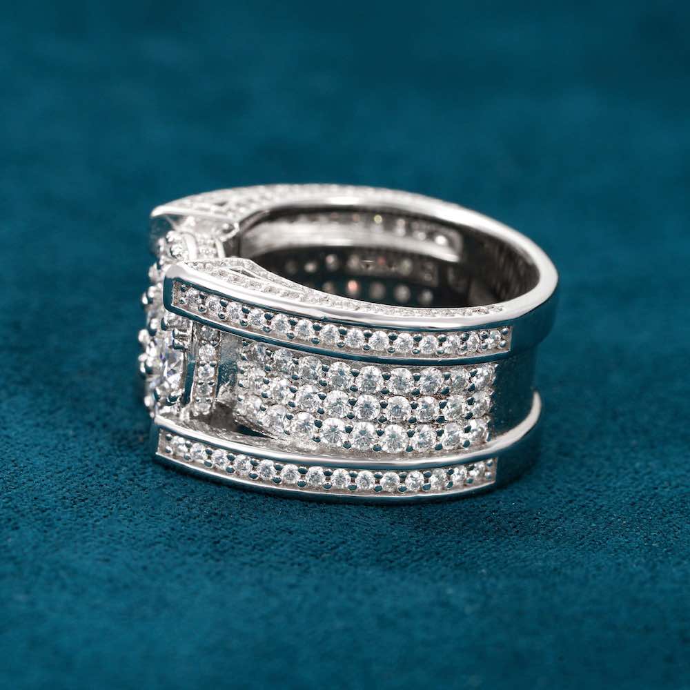 Moissanite 5 Row Cluster Ring