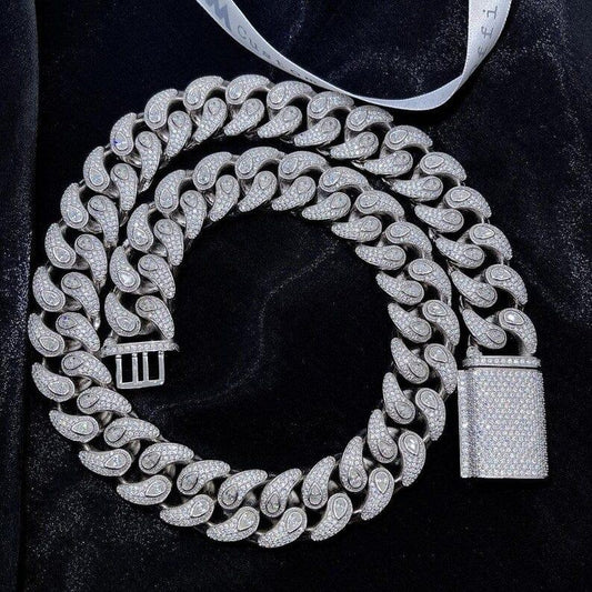 19MM Moissanite Cuban Link Tear Drops