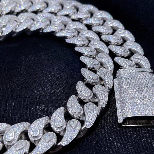 19MM Moissanite Cuban Link Tear Drops