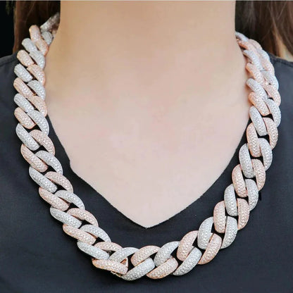 20MM Moissanite 2 Tone Cuban Link