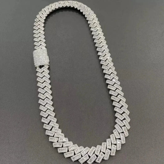 20mm Baguette Moissanite Cuban Link