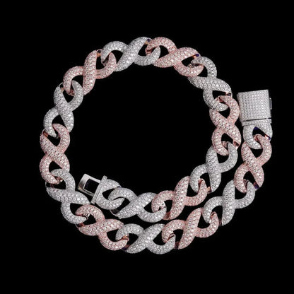 13MM 2 Tone Infinity Link Moissanite Chain