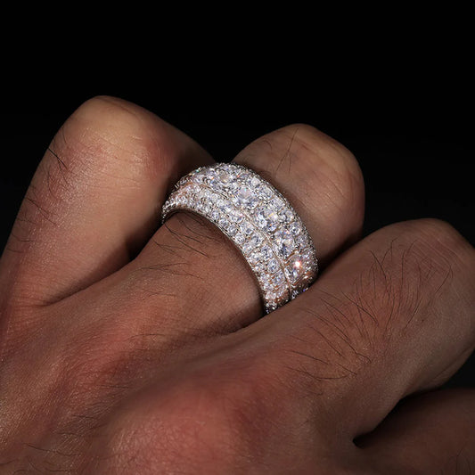 VVS 5 Rows ICED Men's Moissanite Pinky Ring