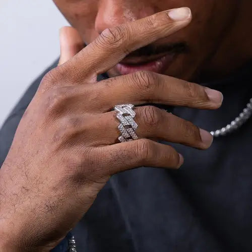 2 Row Moissanite Cuban Ring