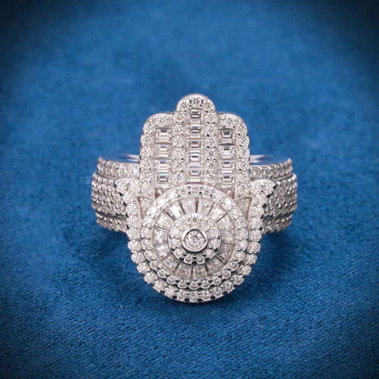 Moissanite Baguette Hamza Hand Ring
