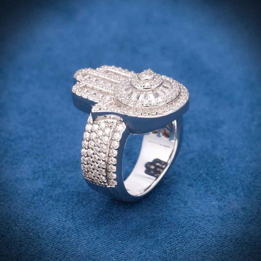 Moissanite Baguette Hamza Hand Ring