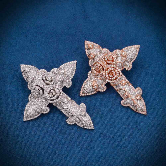 Moissanite Flower Cross Pendant