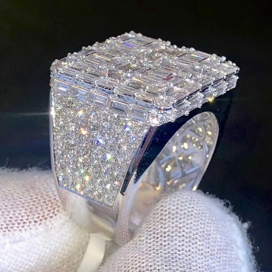 Moissanite Baguette VVS Mens ICED Ring