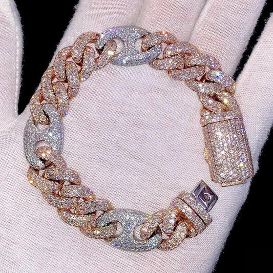 Moissanite 2 Tone Prong Link Bracelet