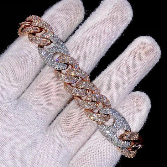Moissanite 2 Tone Prong Link Bracelet