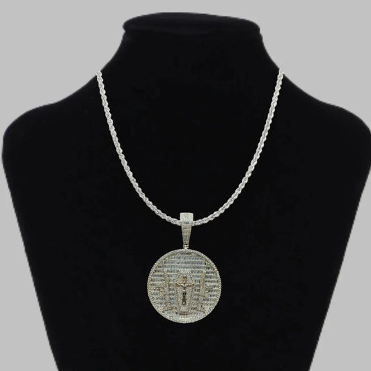 Moissanite Baguette Cut Medallion Pendant