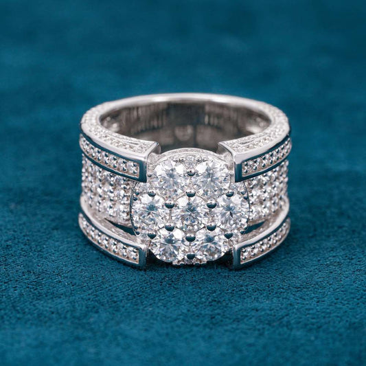 Moissanite 5 Row Cluster Ring
