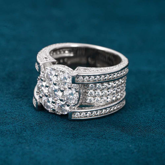 Moissanite 5 Row Cluster Ring