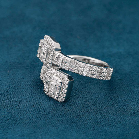 Moissanite Split Shank Baguette Ring