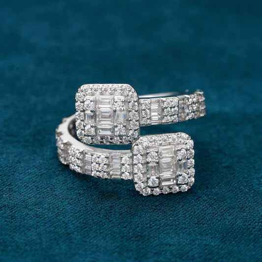 Moissanite Split Shank Baguette Ring