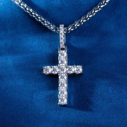 Moissanite Micro Cross Pendant