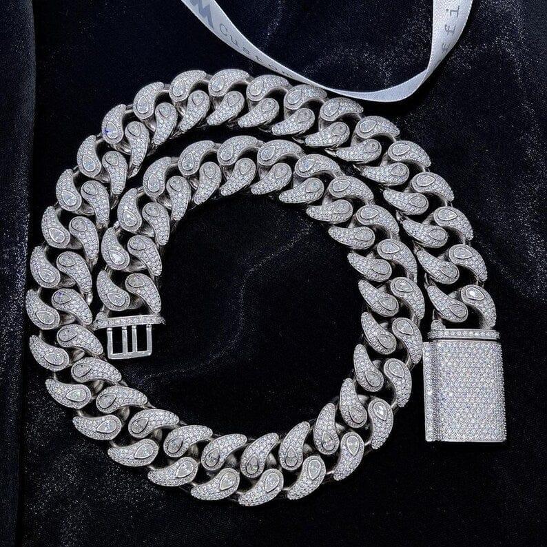 19MM Moissanite Cuban Link Tear Drops