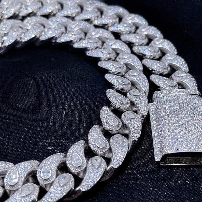 19MM Moissanite Cuban Link Tear Drops
