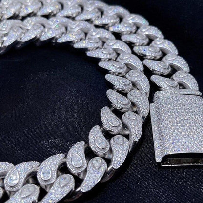 19MM Moissanite Cuban Link Tear Drops