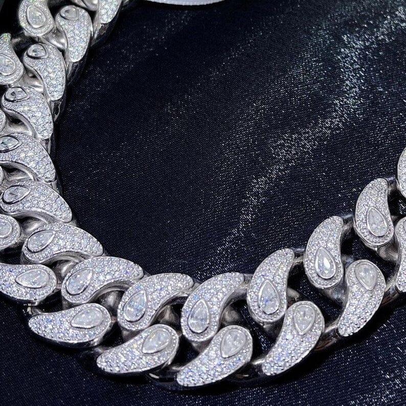 19MM Moissanite Cuban Link Tear Drops