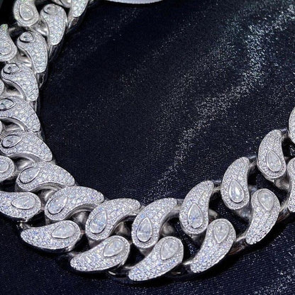 19MM Moissanite Cuban Link Tear Drops